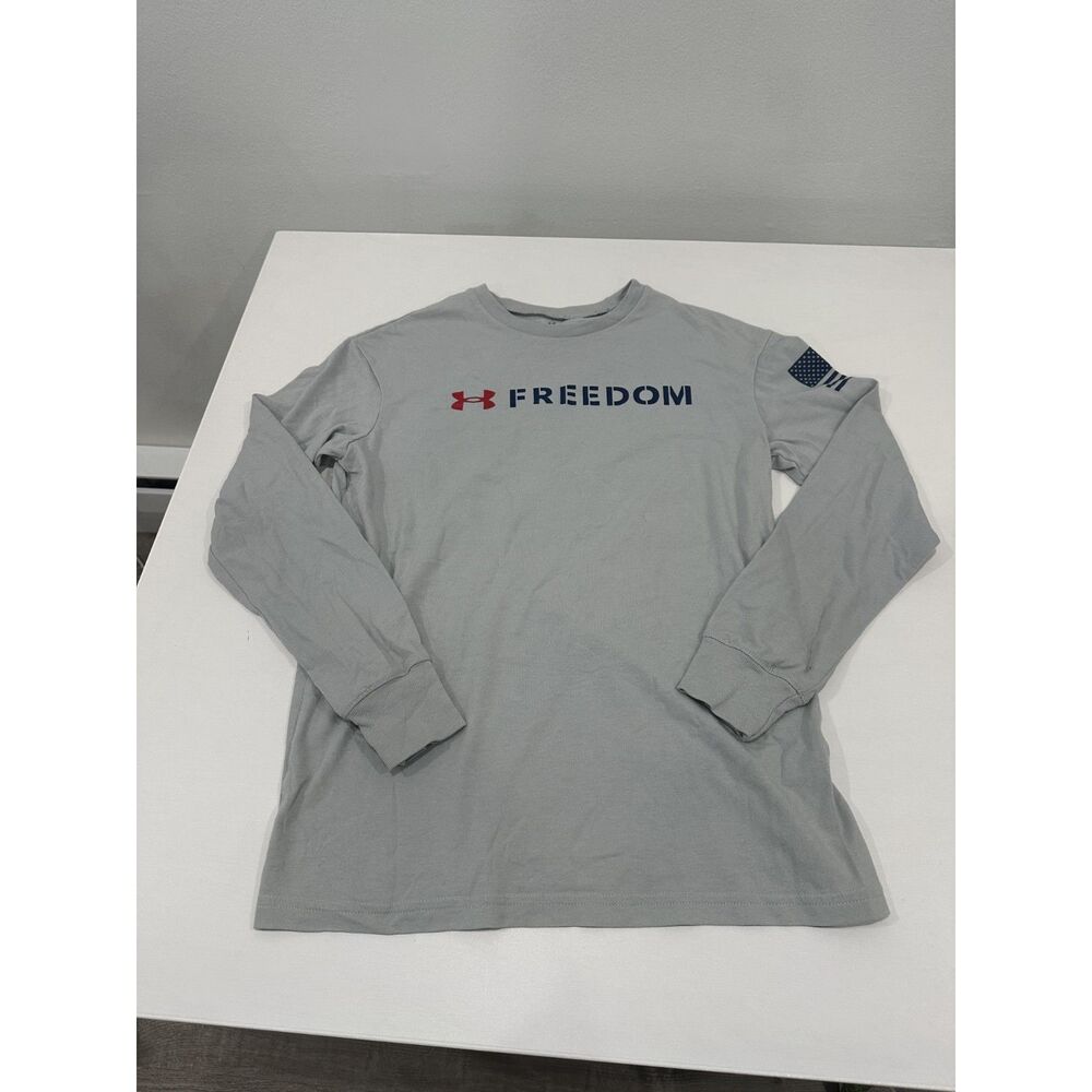Under Armour Freedom Youth Long Sleeve Shirt Gray American Flag Patriotic